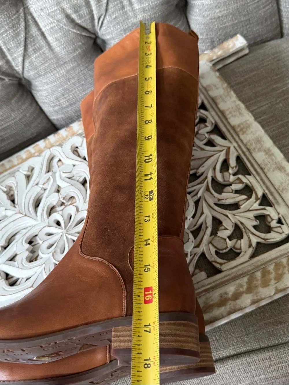 Chocolat Blu Two-Tone Cognac Leather & Suede Over-the-Knee Boots